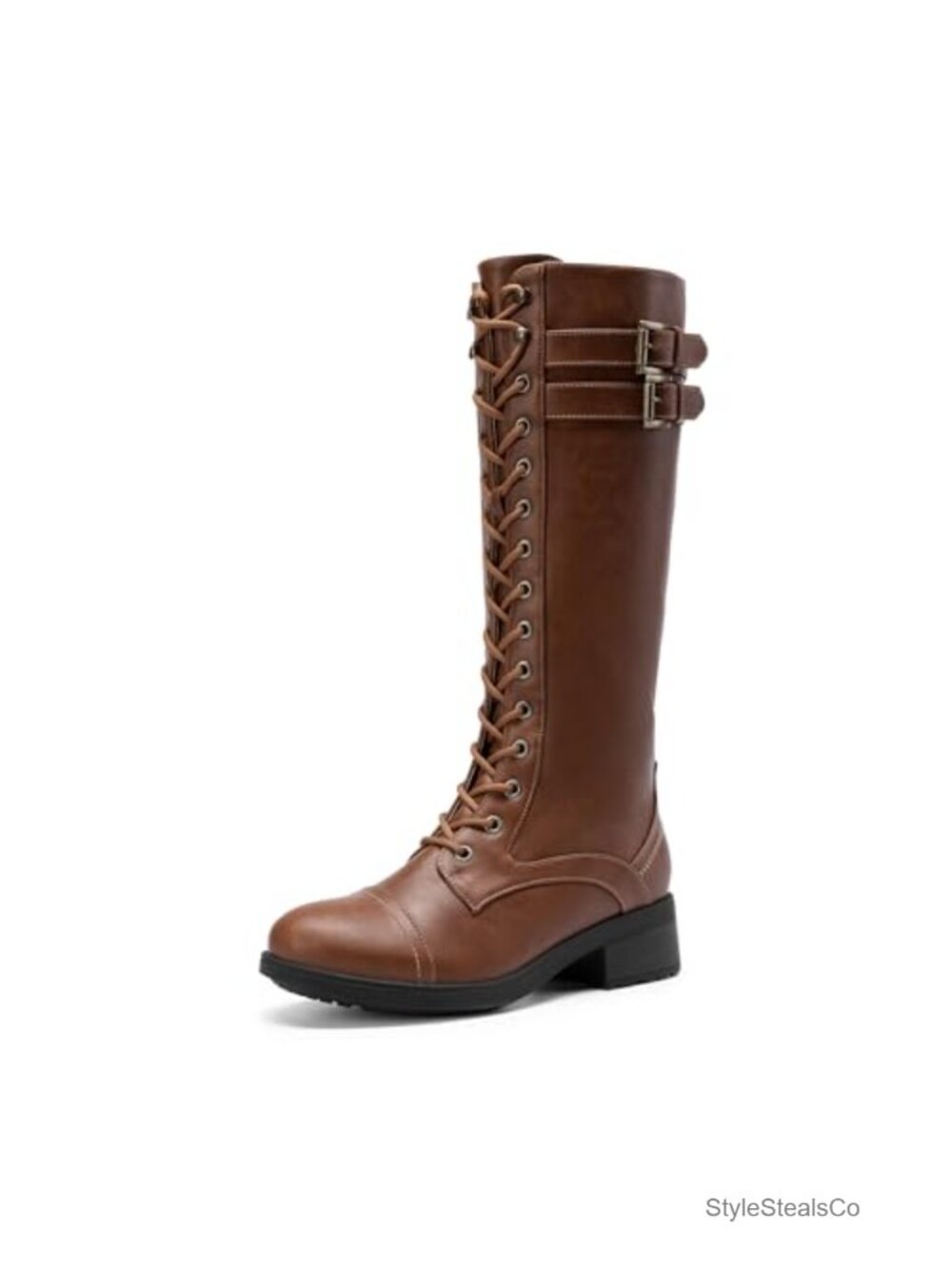 Women's Knee High Riding Combat Boots Faux Leather Faux Fur Lined